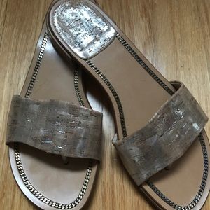 Stuart Weitzman SLIPNSLIDE Silver  Thong Sandal